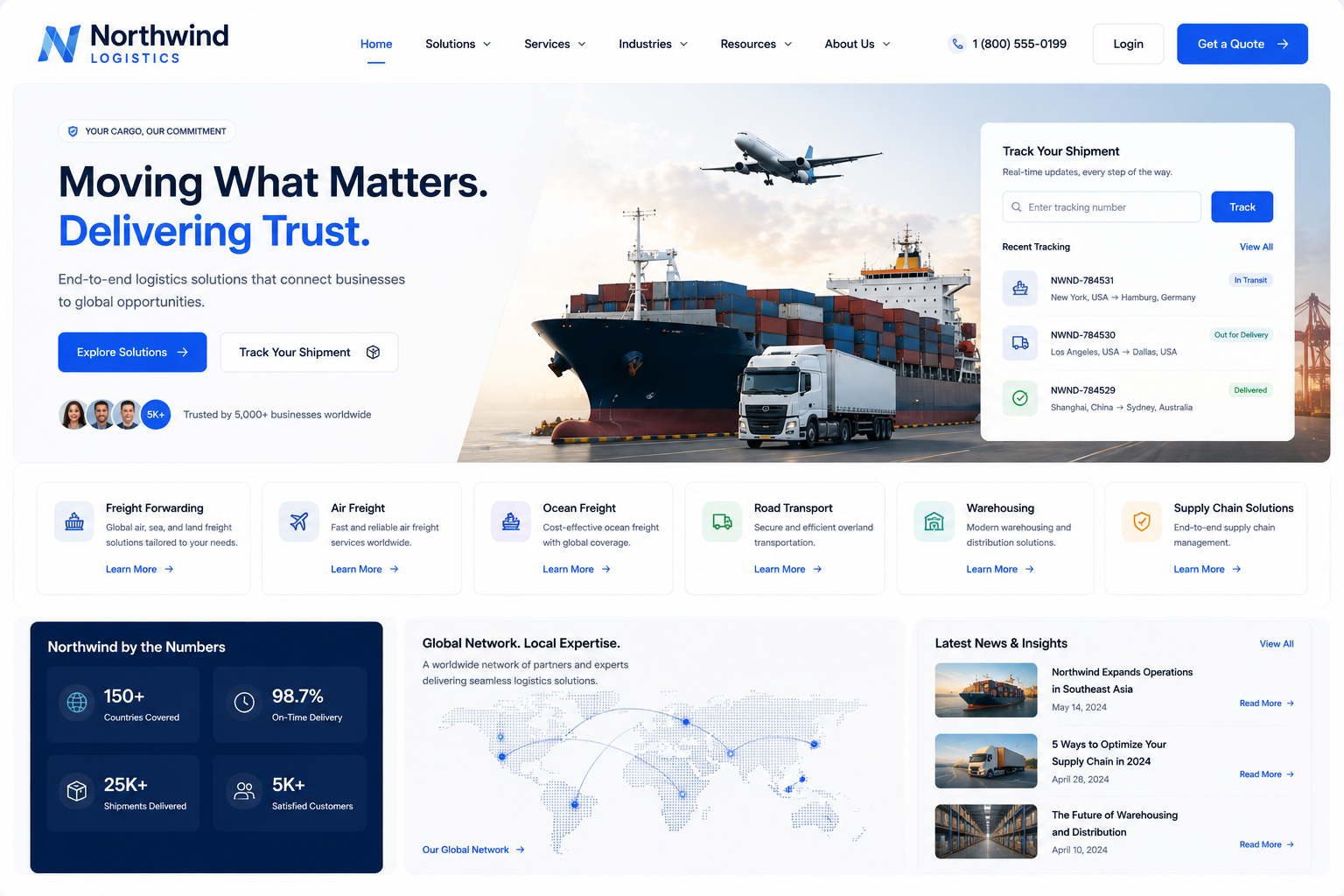 Northwind Logistics website built by WhiteCoders